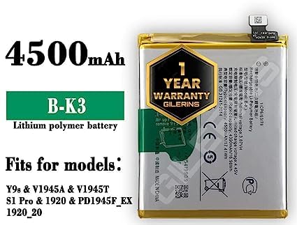 Image of Original B-K3 Battery for Vivo S1 /Y9s /V1945A /V1945T /1920 /PD1945F EX 1920 20 Battery with 1 Year Warranty ****(A031)