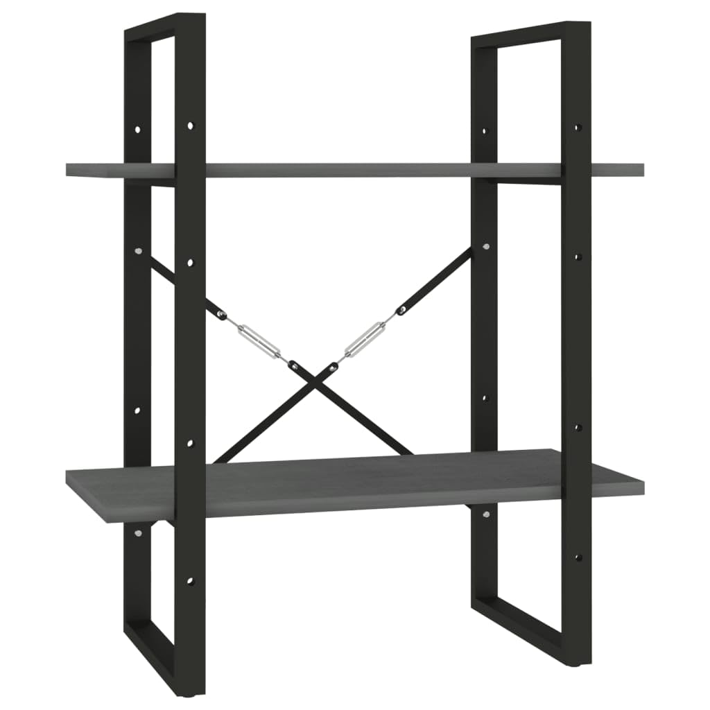 Générique Biblioteka 2 poziomy szare 60x30x70 cm lite drewno sosnowe | Przemysłowe, dekoracyjne półki, przechowywanie książek czasopism, łatwe czyszczenie