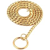Collar de Cadena para Perro, Collar de estrangulamiento para Perro de Acero Inoxidable de 15, 8 Pulgadas, Cadena de estrangulamiento Deslizante Dorada para Perros Que entrenan y Caminan