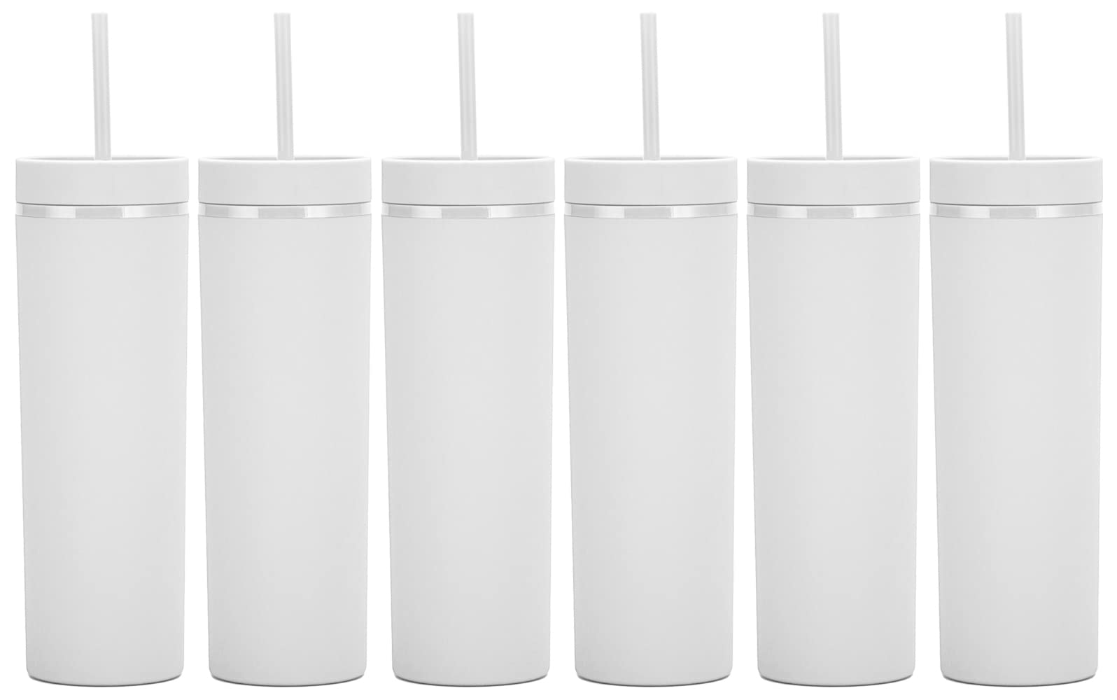 Amazon.com | Essasea 16oz Skinny Tumblers Bulk.Matte White Tumblers with  Lids and Straws.Double Walled Plastic Acrylic Pastel Tumbler Cups for Iced  Coffee Smoothie.DIY Slim Tumbler.: Tumblers & Water Glasses