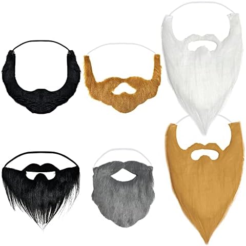 Fake Mustaches Novelty Moustaches Masquerade Party Favors Supplies Halloween Costume Accessories Set (6 Pcs Mustaches and Beard)