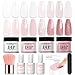 AZUREBEAUTY Dip Nail Kit Starter & Recycling Tray System, Nude Pink Glitter Neutral Skin Transparent, 4 Colors Dipping Powder Set All Seasons, French Nail Art Base Top Coat Activator