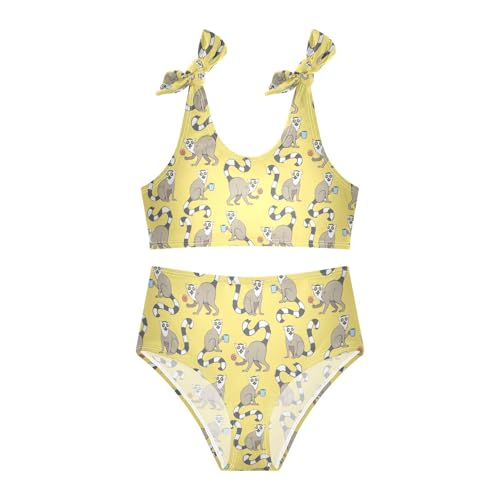 Toddler Girls Bikini Set Cartoon Ring Tailed Lemurs Swimsuits Kid Bowknot Swimwear 2 Piece Bathing Suit 3-12T3
