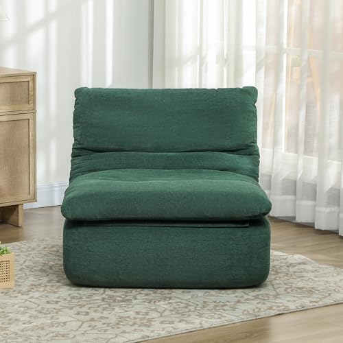 HOMCOM Bodenstuhl mit einteiligem ultrahochdichtem Schaumstoff, Bodensessel Lazy Sofa mit Samtoptik Meditationsstuhl Relaxsessel für Zuhause, Büro, Grün