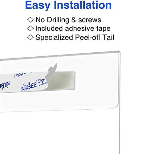 Niubee Acrylic Sign Holder 5X7 Vertical, Wall Mount Sign Holder Door Sign Holder Memo Holder Clear Wall Frame With Tape Adhesive For Office, Home, Store, Restaurant, No Drilling - Vertical (6 Pack) #TOP2