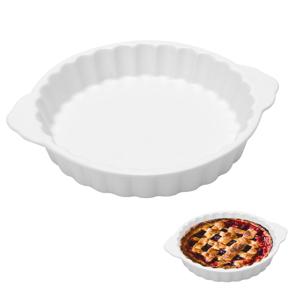FARYODI Ceramiczna forma do ciasta z uchwytami, 20 x 17 x 3,8 cm, powłoka nieprzywierająca, ceramiczna forma do ciasta, quiche i tartów, nadaje się do kuchenki mikrofalowej, zmywarki i piekarnika