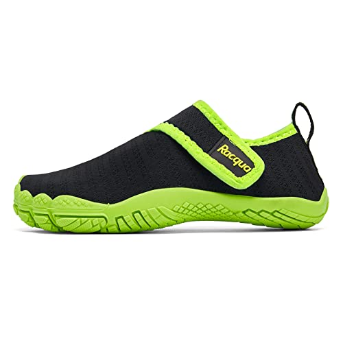 Racqua Kids Water Shoes Boys Quick Dry Barefoot Beach Swim Shoes Lightweight Boating Sport Pool Surfing Walking Aqua Shoes Big Kid Black/Green 5 - Thumbnail 3
