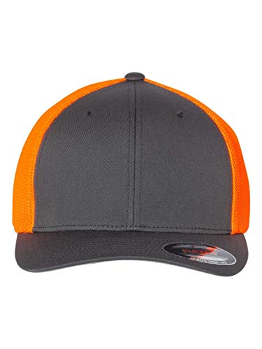 Image of Flexfit Trucker Mesh Fitted Cap | 6-Panel, Mid-Profile, Stretchable Mesh Backing, Flexfit Sweatband, Curved Visor, Silver Undervisor