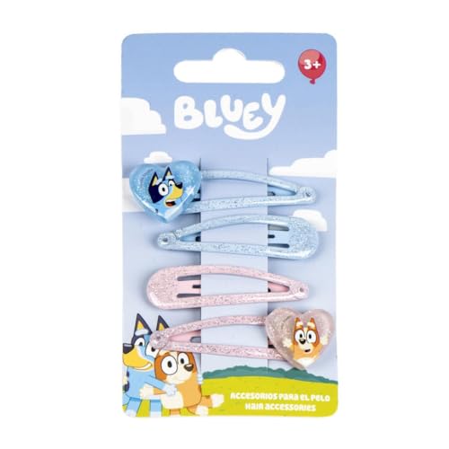 CERDÁ LIFE'S LITTLE MOMENTS, Disney Bluey Mollette Capelli Bambina,Bluey e Bingo Accessori per Capelli, Idea Regalo Compleanno Perfetta per Bambina, Set da 4 Pezzi