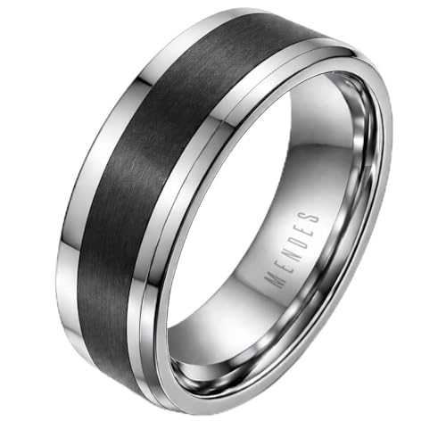 Bague en tungstène homme pour le quotidien anneau noir brossé