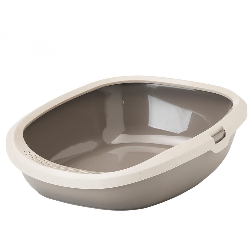 lettiera gatto chiusa - Savic Gizmo Medium Happy Planet - moka granito grigio - materiale riciclato - bordo perforato - schienale alto - ingresso basso - 44x35,​5x12,​5 cm