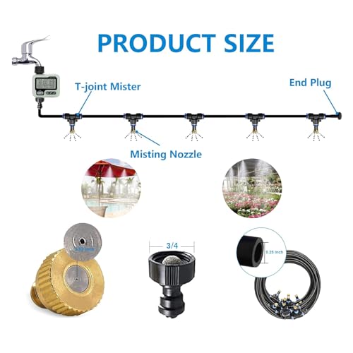 Automatic Outdoor Mister System for Outside Patio,Smart Misting Cooling System 65FT with Timer, Control Water Mist Hose for Backyard,Garden, Drip Irrigation,Greenhouse,Deck,Canopy,Pool,Porch,Gazebo - Thumbnail 5