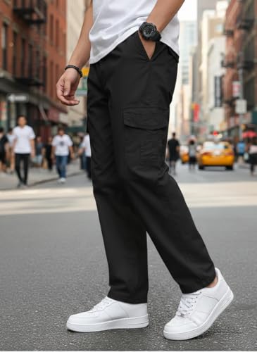 Image of TAGAS Men's Cotton Cargo Pants | Men Cargo Jogger Pant | Slim Fit Track Pants with Side Pockets | Stylish Streetwear Lower for Gym, Casual & Travel
