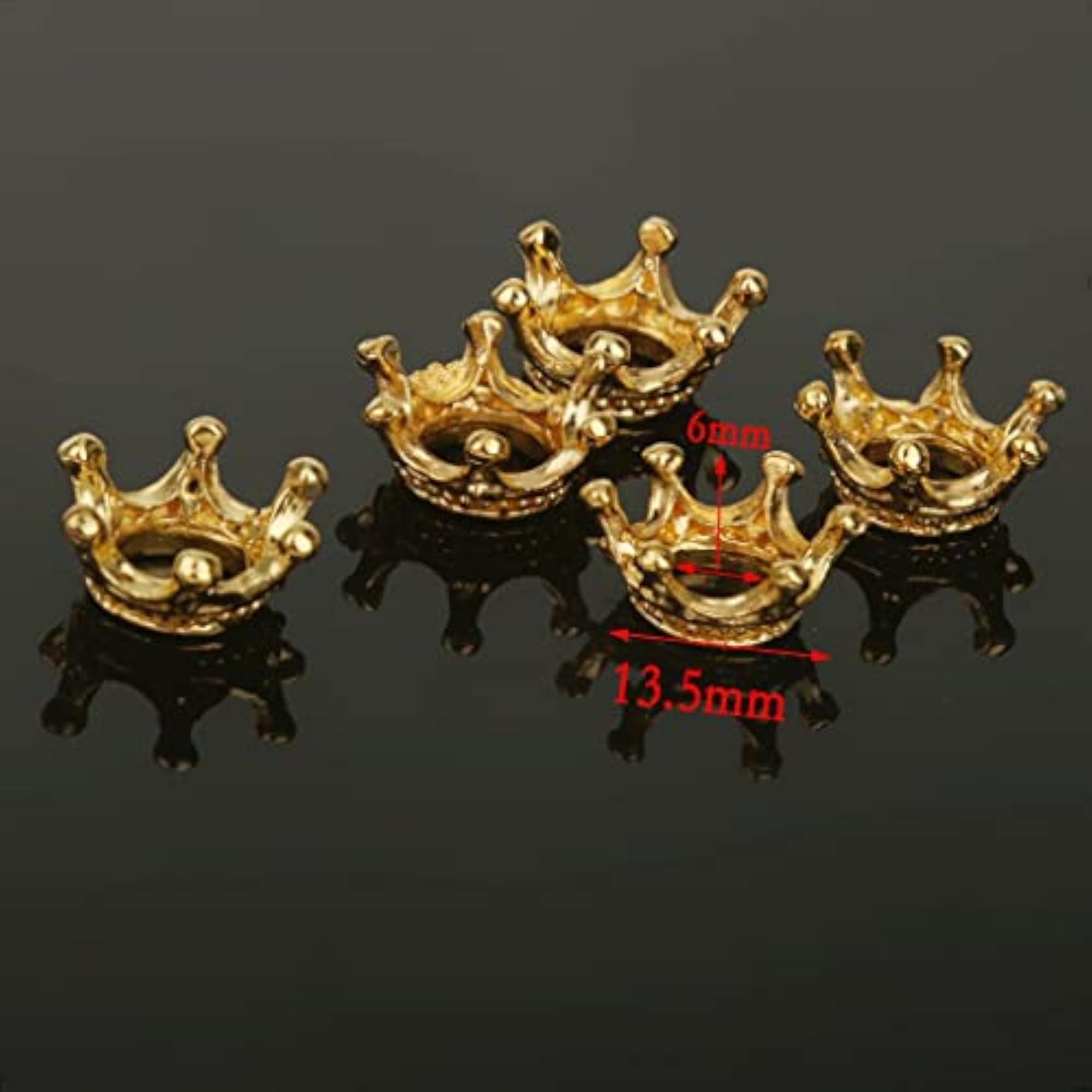 Gold Plated Crown Shape Charms Loose Beads, 20 Pieces