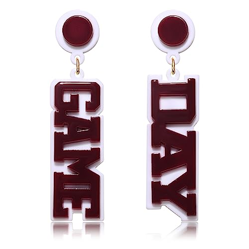 Game Day Earrings for Women, Acrylic Football Earrings Game Day Accessories Team Sports Fan Earrings Football Team Gifts