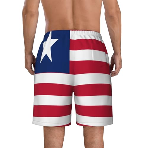 Liberian Flag Men Beach Pants â€“ Swim Trunks for Men,Quick-Dry and Comfortable, Suitable for Beach, Surf, and Everyday Wear Black4