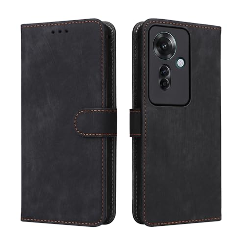 Funda OPPO Reno 11 F 5G: Protección y Estilo para tu Nuevo Teléfono Móvil XINNI Carcasa para OPPO Reno 11 F 5G Funda, PU/TPU RFID Protect Cuero Magnético Estuche Flip Caso, Negro