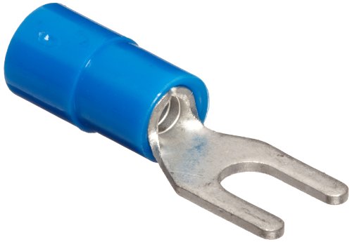 Morris Products 11624 Spade Terminal, Nylon Insulated, Blue, 16-14 Wire Size, #6 Stud Size (Pack of 100)