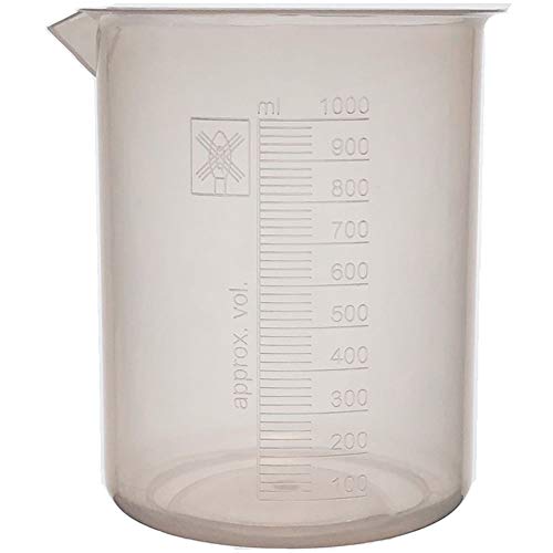 Bécher en polypropylène 1000 ml incassable avec bec verseur précis - Karter Scientific Lot de 6