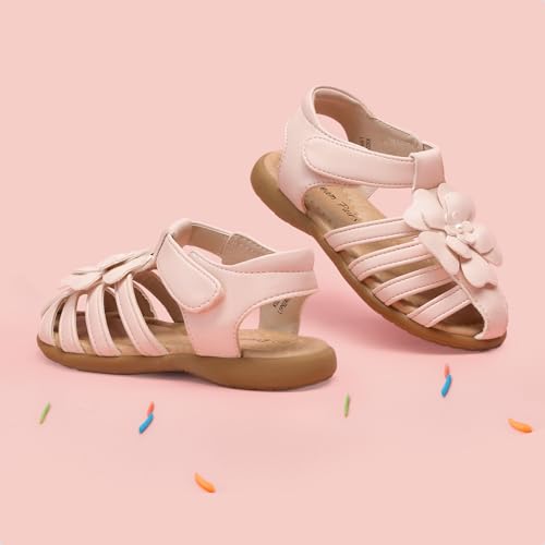Image of DREAM PAIRS Girls Toddler /Little Kid Closed-Toe Flower Summer Dress Sandals Shoes