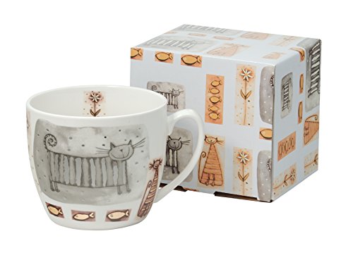 Jumbo-Tasse XXL Kaffee-Becher Kaffeetasse Porzellan Teetasse Geschenk-Tasse Trinkbecher Mug 750 ml von DUO in Geschenkbox (Katzen)