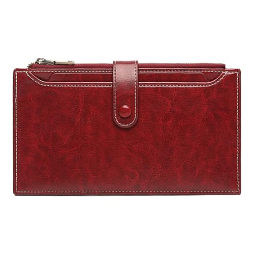 Monedero para mujer, portamonedas portátil de piel sintética, cartera de diseño retro para mujeres, adecuado para tarjetas bancarias, billetes plegados, llaves, auriculares, lápiz labial, viajes y