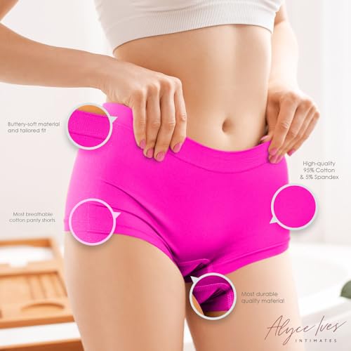 Alyce Ives Womens Seamless Boy Short Panties, Boyshort Boxer Briefs-12 Pack2