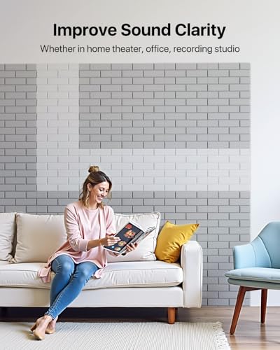 Soundsbay Akustikplatten selbstklebend 18 Stück, Schalldämmung Schallschutz Wand hoher Dichte Ziegeltyp Schallschutzplatten für Akustische Behandlung und Wanddekoration 30x30x0.9cm (Grau)