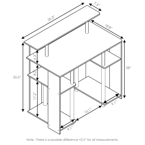 Bureau pour bureau à domicile avec rangement étagère ouverte Furinno