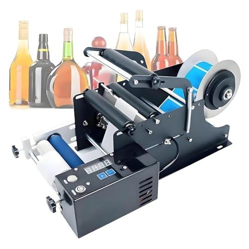 Applicatore di etichette senza bolle, etichettatrice semiautomatica per bottiglie rotonde, velocità 15-30 pezzi/min, diametro 15-120 mm per piccole imprese