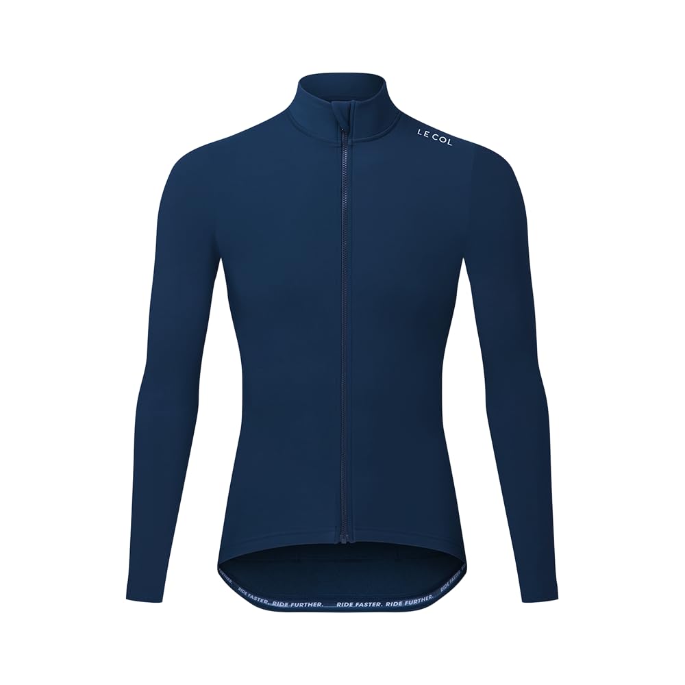 LE COL Pro Aqua Zero - Camiseta de manga larga para hombre, transpirable, bolsillos traseros, resistente al agua, cierre de cremallera