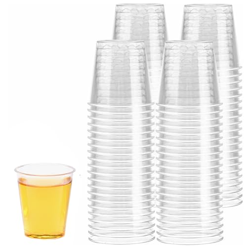 150 Pcs Shot Glasses Pack 50ml Multi Use Handy Plastic Whiskey Shot Cups Sturdy Durable Jello and Tequila Shots Sample Tasting Cups Stackable Crystal Clear Hard Cup Set for Parties Travel Supermarket