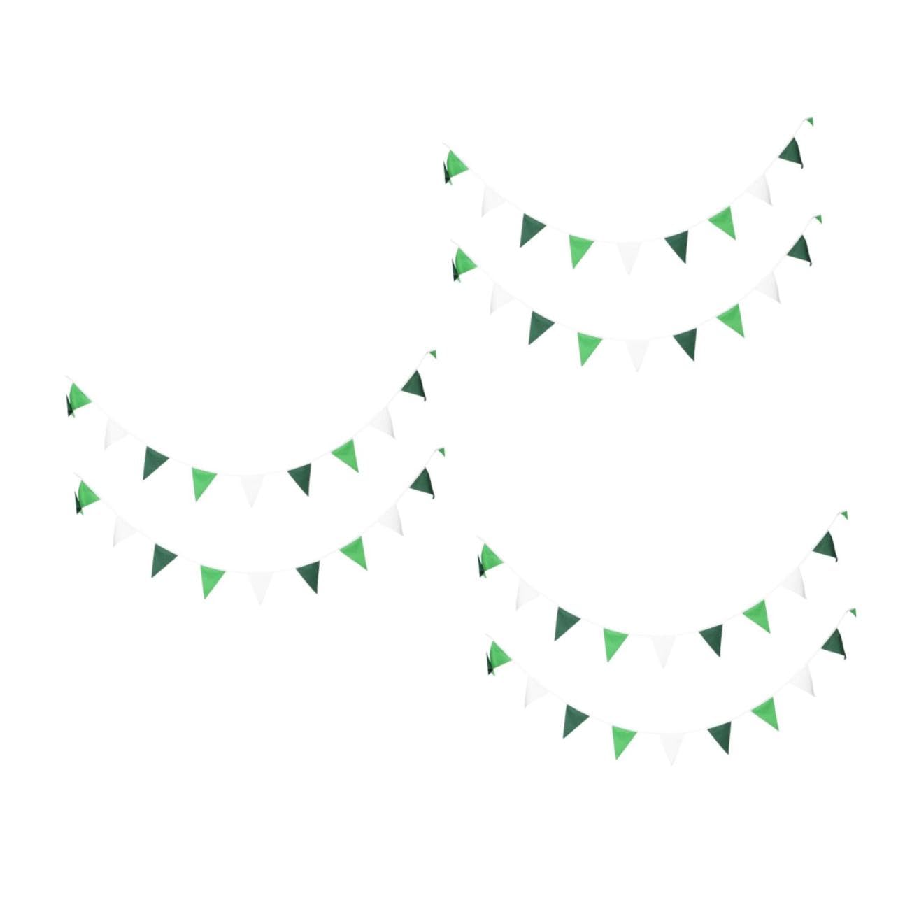 HANABASS 3 Pièces Bannière Fanions Triangle Polyester Solide pour Décoration Mariage Anniversaire Garçon Fille Shower Jardin Photo Background Vert Dégradé