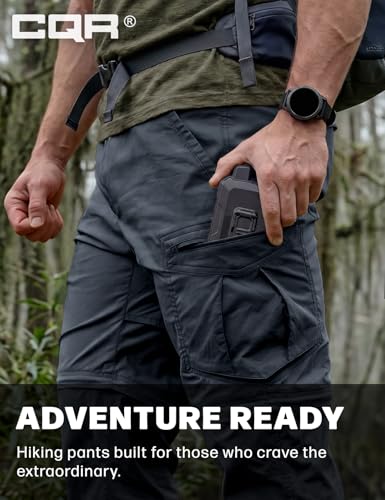 Image of CQR Men's Convertible Cargo Tactical Pants, Water Resistant Outdoor Hiking Pants, Zip Off Lightweight Stretch Work Pants
