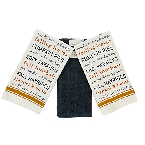 Fall Football Home Decor Kitchen Dish Towels Set: Football Family Food With Golden Yellow Stripes #TOP11