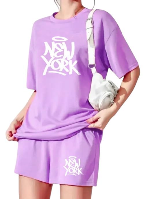 my swag Womens Latest Printed Casual Co-Ord Set Half Sleeve Cotton T-Shirt & Shorts Outfit Night Suit for Women & Girls-picture-12