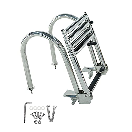 Escalera telescópica de 4 peldaños para piscina con pasamanos miniatura 1