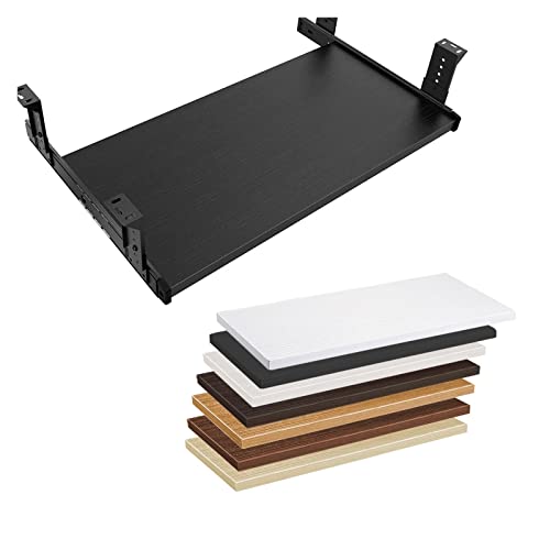 キーボードトレイ 大型 後付け PCプラットフォーム スタンド マウス収納対応 高さ調整 木製 キーボードスライダー ブラック 白い 茶色 キーボードトレイ面 幅54cm 60cm 70cm 奥行27cm 収納 引き出し コンパクト