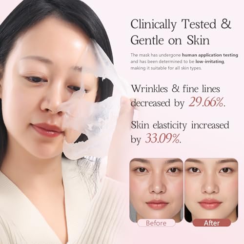 Collagen Night Wrapping Mask for Glowing Skin, Collagen Overnight Wrapping Peel Off Facial Mask for Elasticity Hydration, Reduce Sagging Dullness, 2.65 fl.oz, Pink(Brush Included)