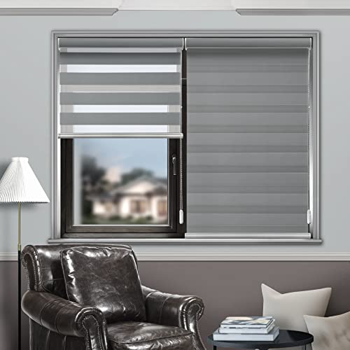 Abocide Custom Zebra Roller Shades, Dual Layer Zebra Blinds For Windows, Roller Window Shades, Light Control For Day & Night (Dark Grey, Custom Size) #TOP7