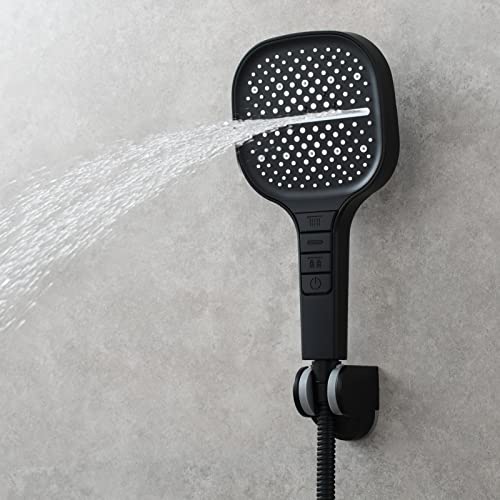 Pommeau de douche haute pression noir plastique Tecmolog stop eau bain - 3