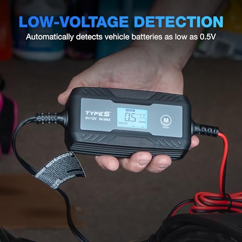 Image of Type S 5A Smart Battery Charger & Maintainer - 6V & 12V Automatic Car Battery Charger for Cars, Trucks, Motorcycles, Boats, ATVs, Lawn Mowers, RVs - Lead-Acid, AGM, Gel, LiFePO4 Batteries