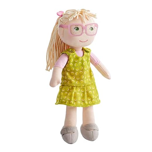 HABA Leonore 12" Soft Doll with Blonde Hair and Removable Glasses (Machine Washable)