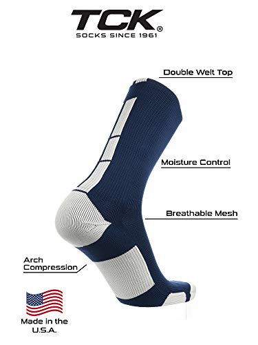 Tck Baseline 3.0 Athletic Crew Socks (Navy/White, Small) #TOP2