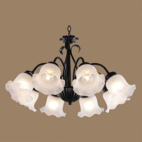 Lustre salon rustique américain et lampe de plafond chambre chic 8 têtes