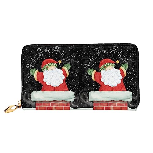 Portefeuille en cuir motif Père Noël avec zip intégral cadeau idéal taille unique noir