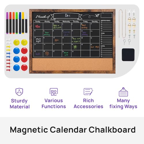 JEFURE Magnetic Chalkboard Calendar, 24x36 Inches Dry Erase Bulletin Board for Wall, Combination Blackboard for Office, School and Home by JEFURE - Image 3