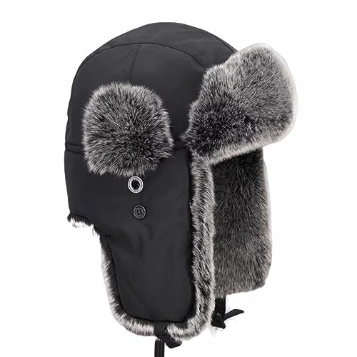Image of Hat Men and Women Winter Skiing Cap Warm Faux Fur Hunting Trapper Hat
