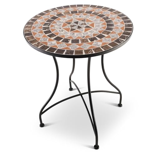 Raburg Mosaiktisch, 60 cm Ø, runder Gartentisch mit Mosaikmuster,...
