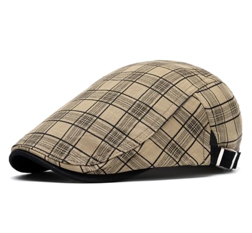 Image of Quanhaigou Men's Cotton Flat Ivy Gatsby Newsboy Driving Hat Adjustable Irish Cabbie Ivy Driving Hunting Cap
